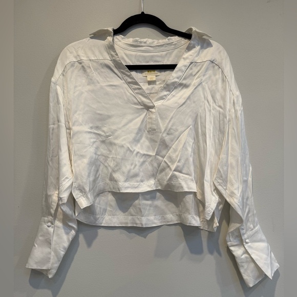 Anthropologie Maeve Silky Collared Popover Blouse - Picture 4 of 8